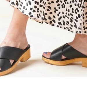 CHARLOTTE STONE Amos Low Heel Clog Sandals Black